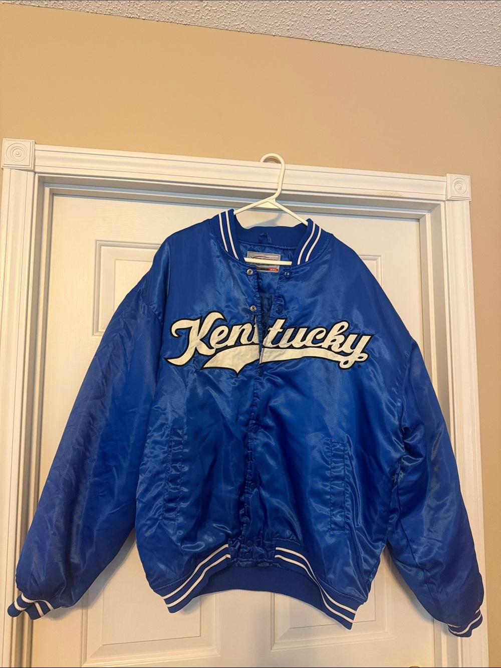 Vintage  Royal Blue Kentucky Satin Jacket with White Accents